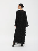 3D Butterfly Abaya with floral patterns back view
