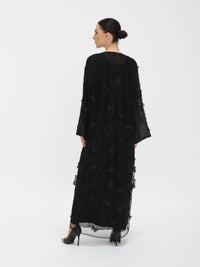 3D Butterfly Abaya with floral patterns back view
