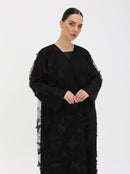 Side view of the 3D Butterfly Abaya showing layered silhouette