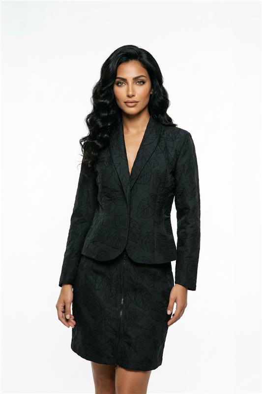 Fitted-Waist Blazer & Structured zip mini skirt