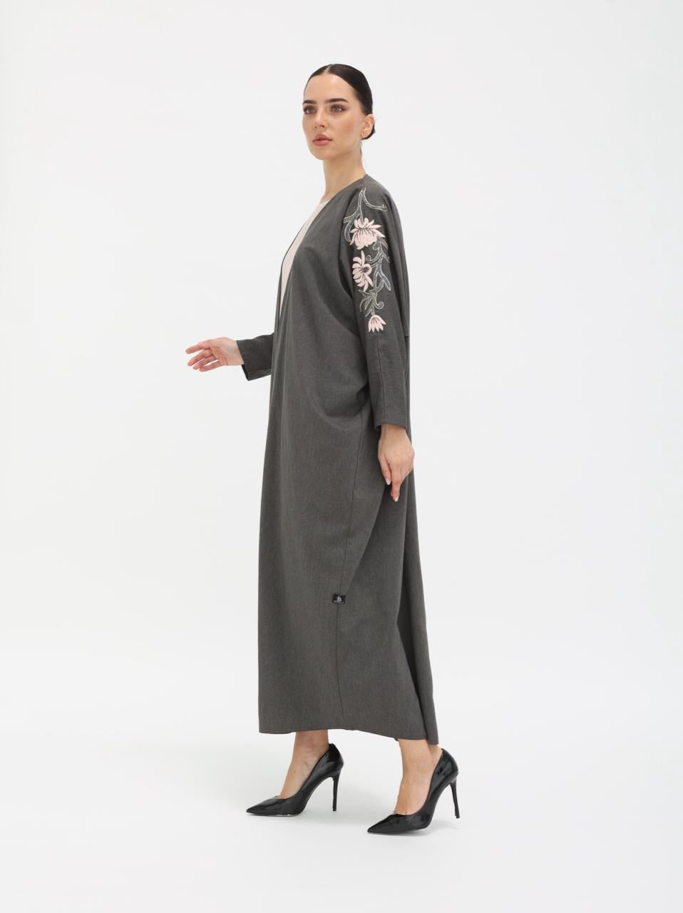 Gray Bloom Abaya