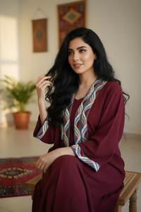 Laced Burgundy Abaya