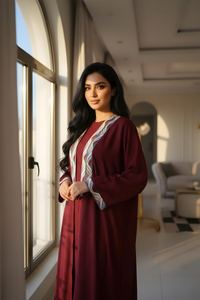 Laced Burgundy Abaya