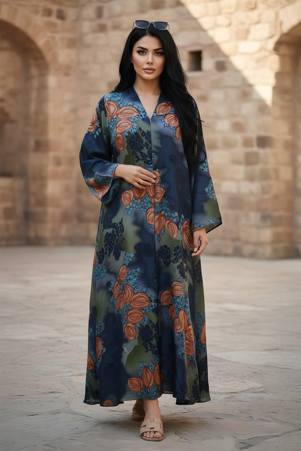 Shadow Bloom Abaya (Blue)