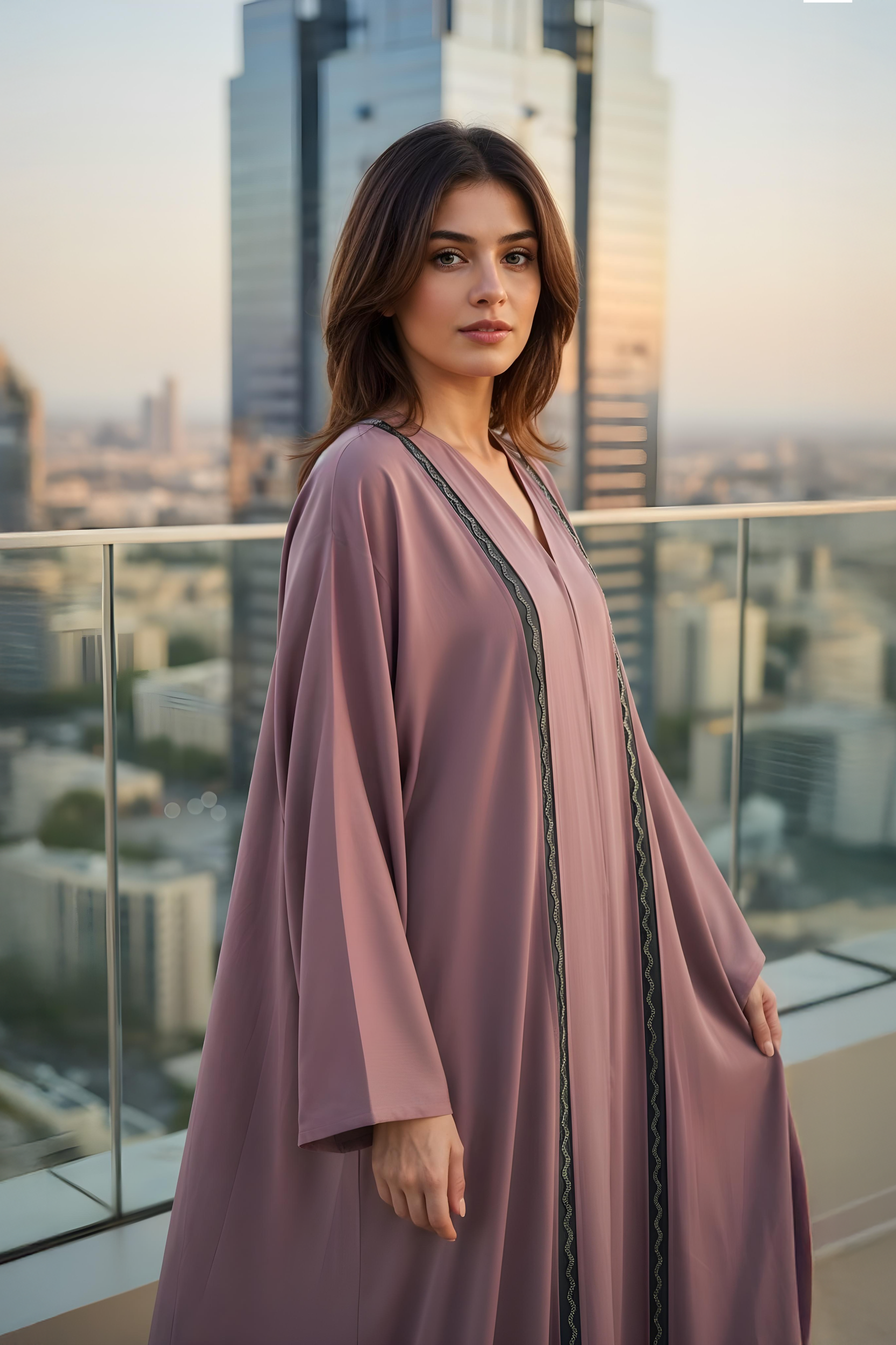 Zigzag Pink Abaya