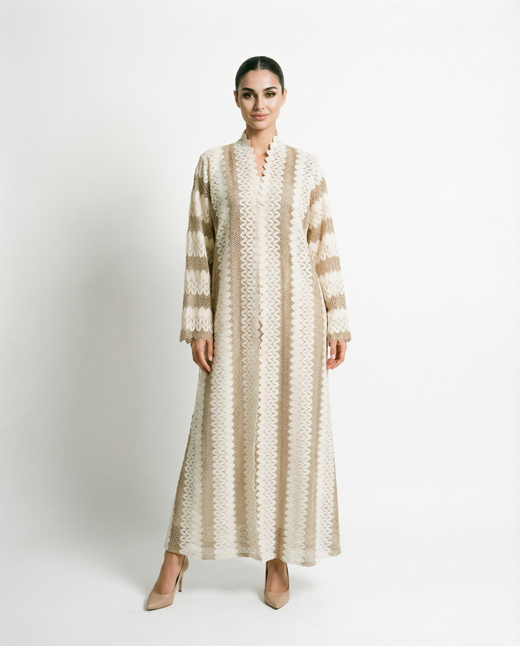Lines Abaya (Beige)